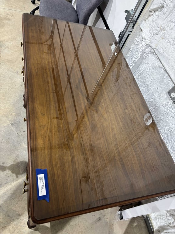 Vintage Office Desk with Glass Top Cover - Image 4