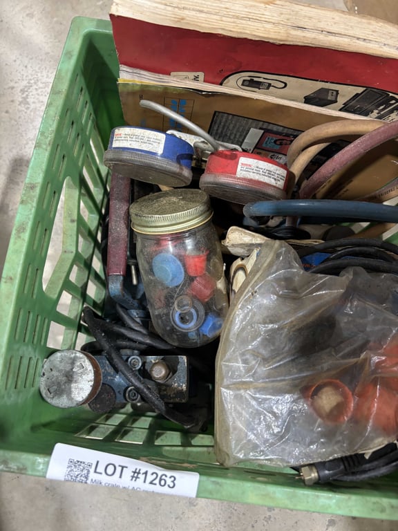 Milk crate w/ AC recharge tools - Image 2