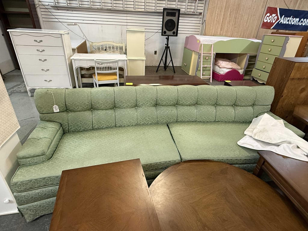 GREEN COUCH W/MATCHING CHAIR 70'S
