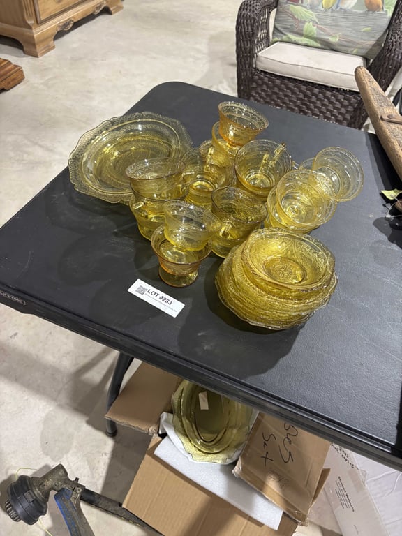 55 Piece Yellow Depression Glass Set