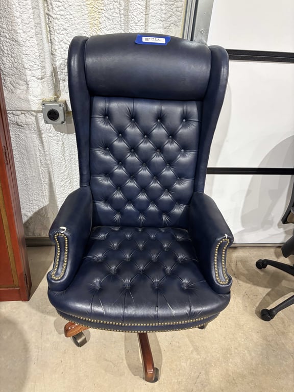 Blue Leather Highback Office Chair - Image 2