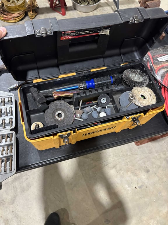 Craftsman tool box with grinder wheels & misc - Image 2
