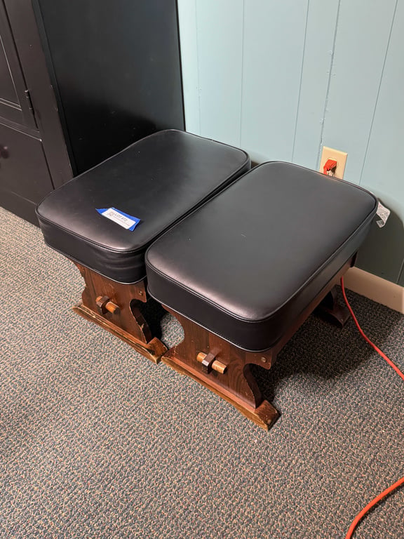 2 leather seated stools with storage