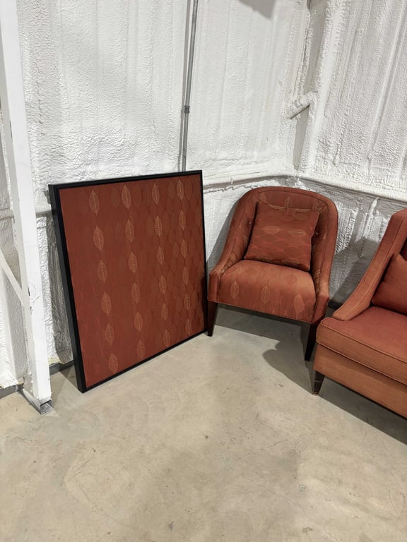 Vintage Red Cushion Chair & Matching Wall Decor