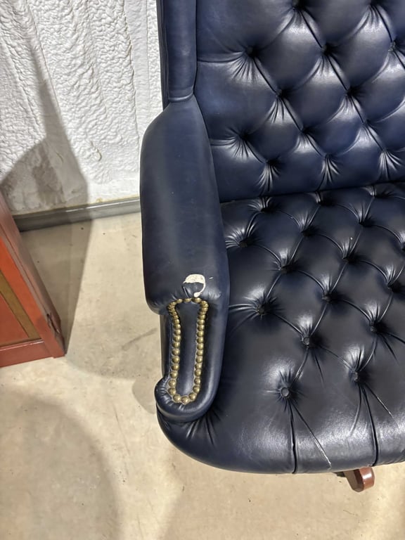Blue Leather Highback Office Chair - Image 3
