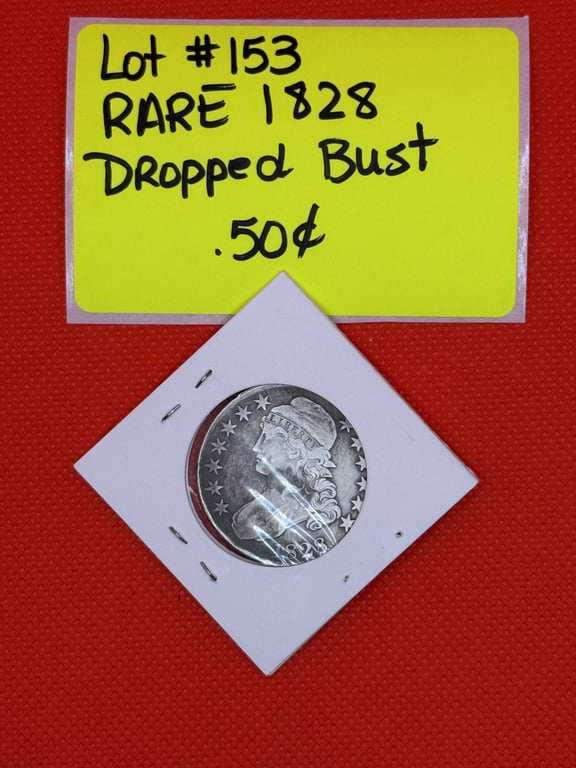 RARE 1828 DRAPED BUST .50 CENT