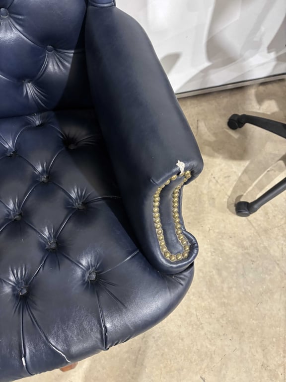 Blue Leather Highback Office Chair - Image 4