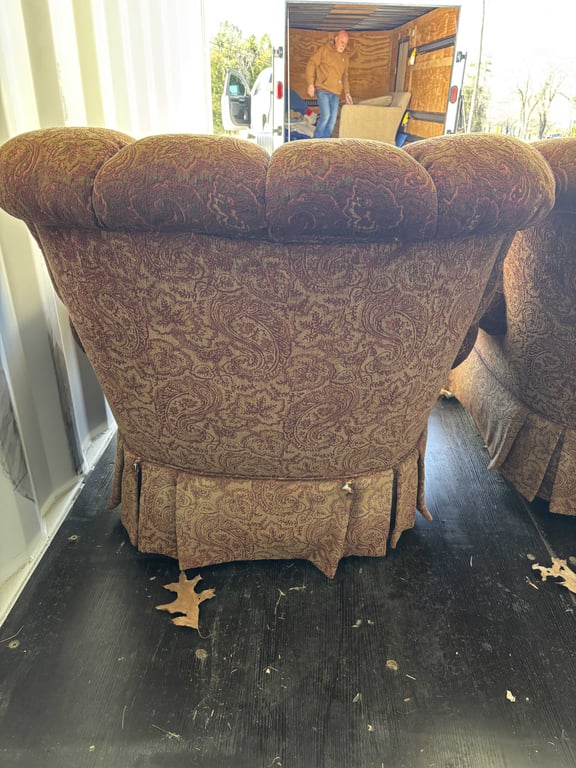 2 Red Cushioned Arm Chairs & 1 Ottoman - Image 8
