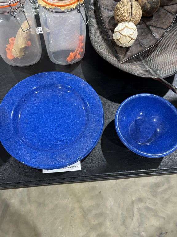 6 pc blue enamelware - Image 2