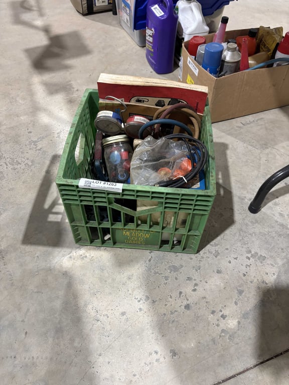 Milk crate w/ AC recharge tools