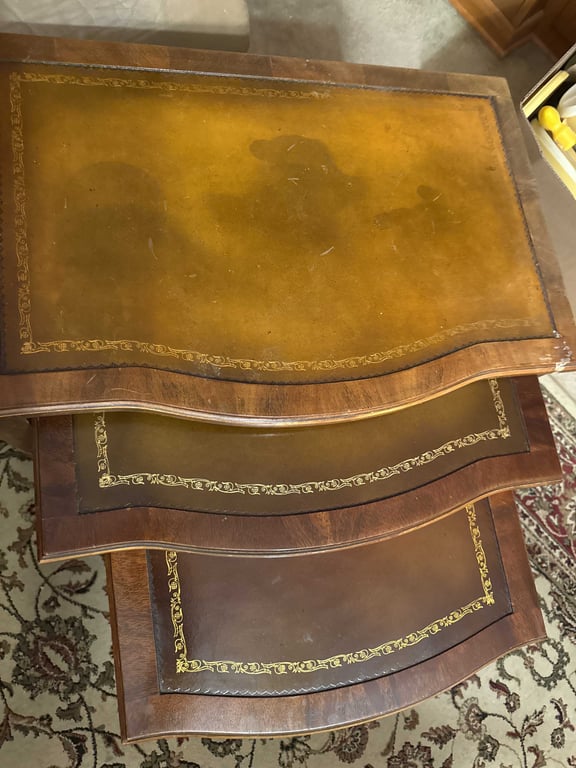 Mahogany Leather top Nesting Tables - Image 2