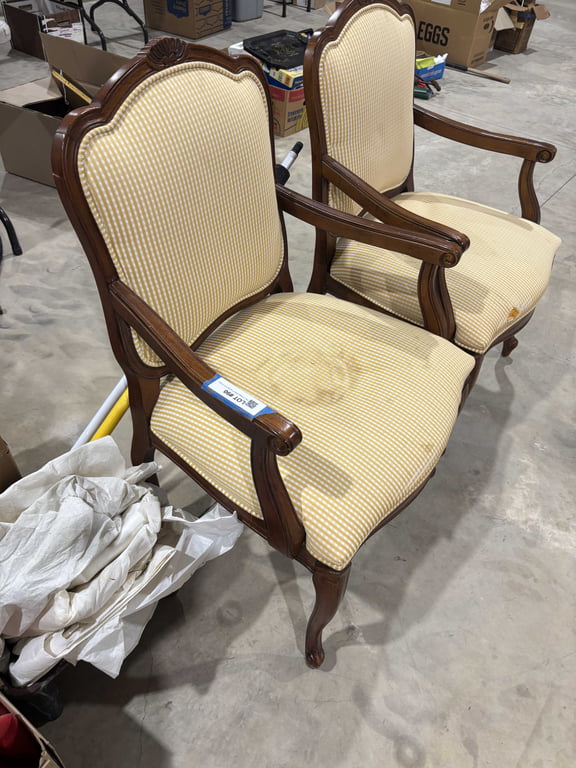 Two Vintage Wood Framed Arm Chairs - Image 2