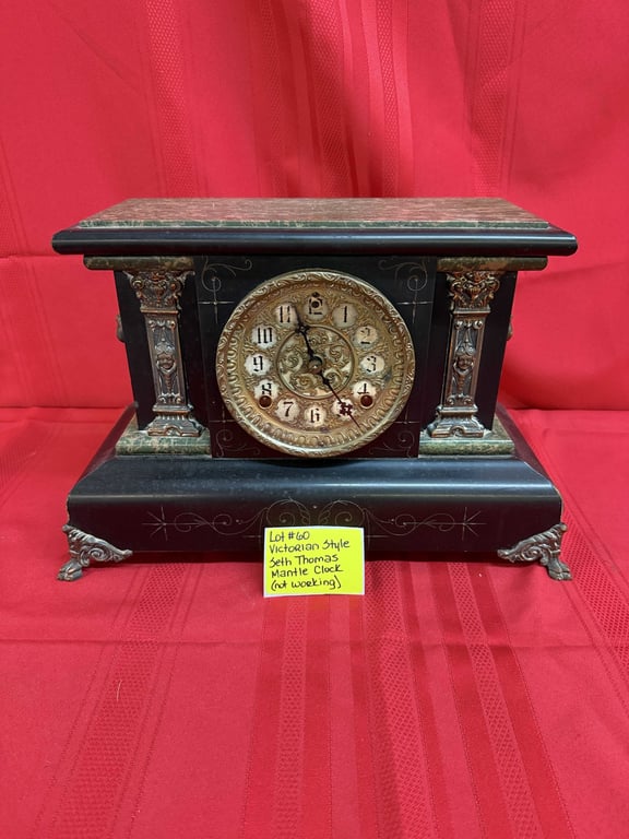 VICTORIAN STYLE SETH THOMAS MANTLE CLOCK (NOT WORKING)