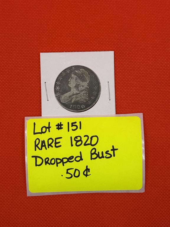 RARE 1820 DRAPED BUST .50CENT
