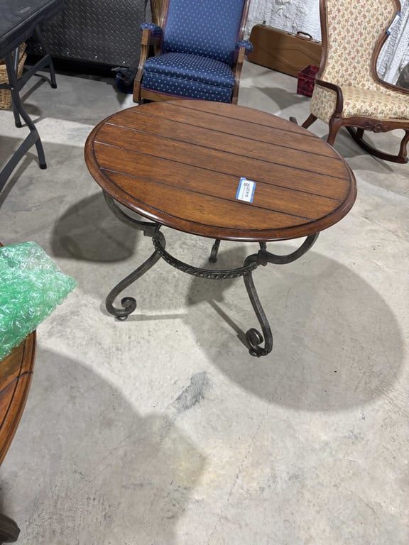 Round Wood Top Side Table - Image 2