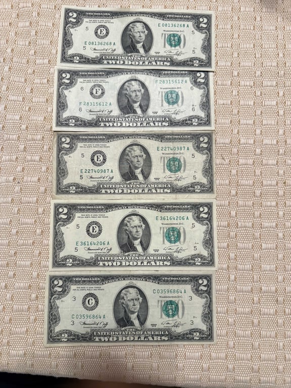 5 - 1976 $2.00 Bills