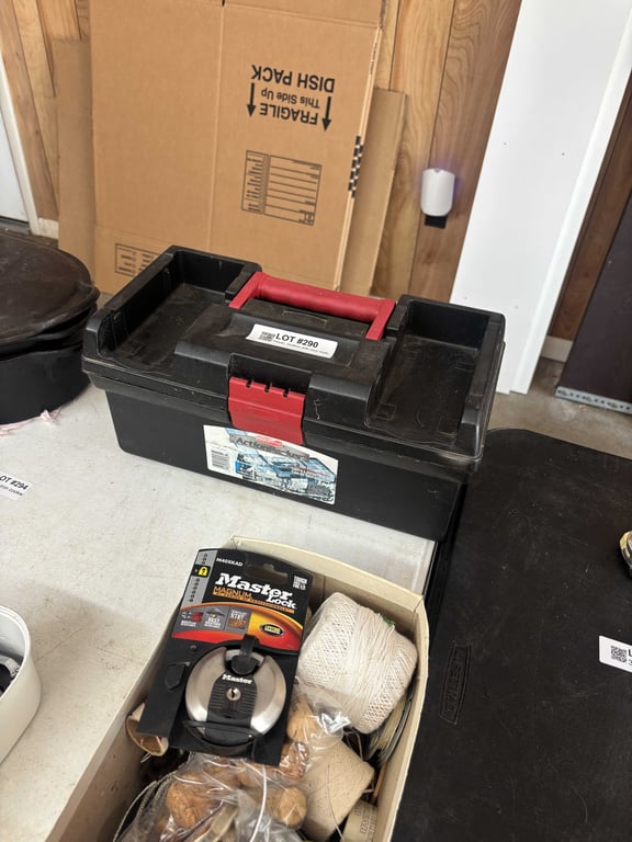 Plastic. toolbox with misc tools