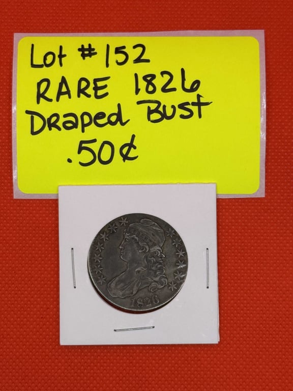 RARE 1826 DRAPED BUST .50 CENT