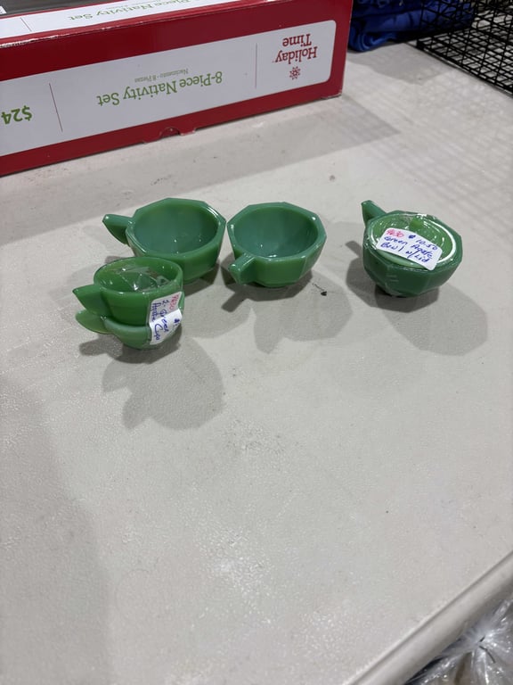 5 Small Green Dishes