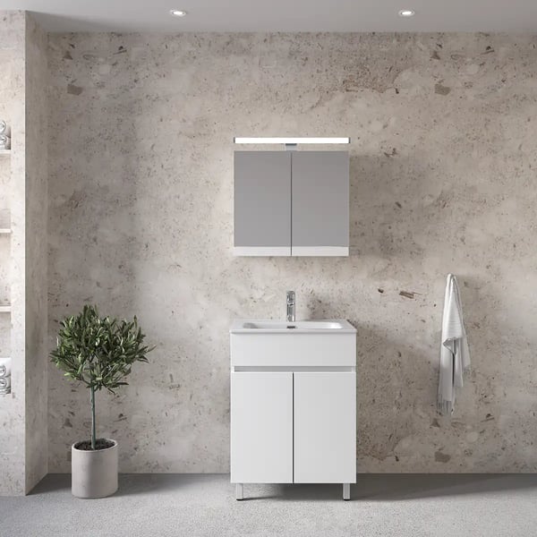 Royal Bath Toledo 60 Έπιπλο Μπάνιου Επιδαπέδιο - Με Καθρέπτη Ντουλάπι, Λευκό