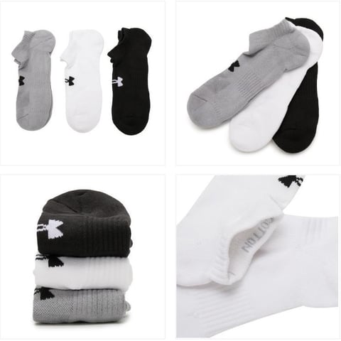 언더아머 Unisex UA TC 3pk No Show 화이트 양
