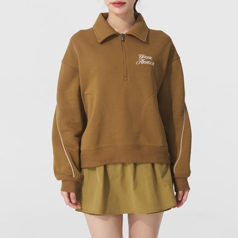 언더아머 APAC Sports Terry 1 Zip 브라운 여성