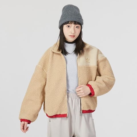 아디다스 우먼스 컬러블록 하이넥 플리