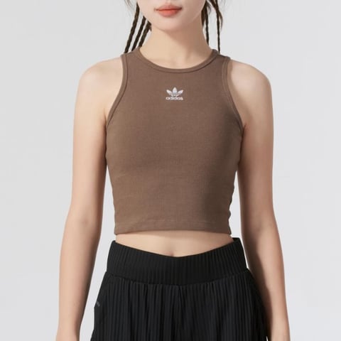 아디다스 RIB TANK 암층 심토 갈색 여성 니