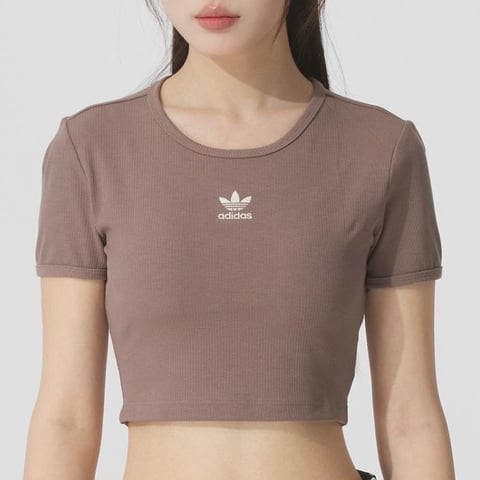 아디다스 ESS RIB 브라운 여성 티셔츠