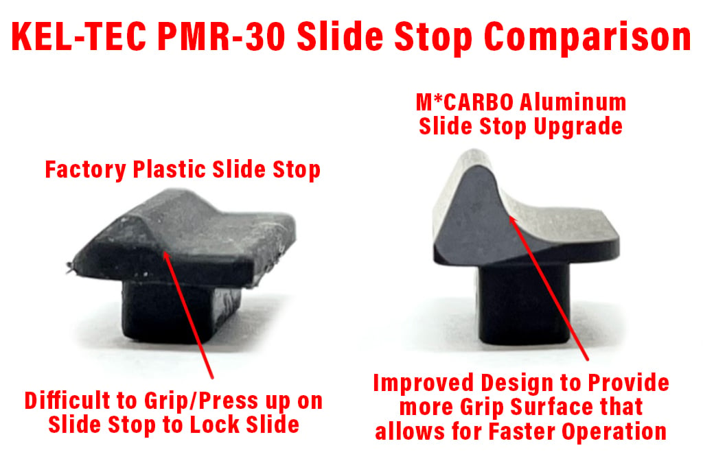 KEL TEC PMR 30 Slide Stop Button Shape Comparison