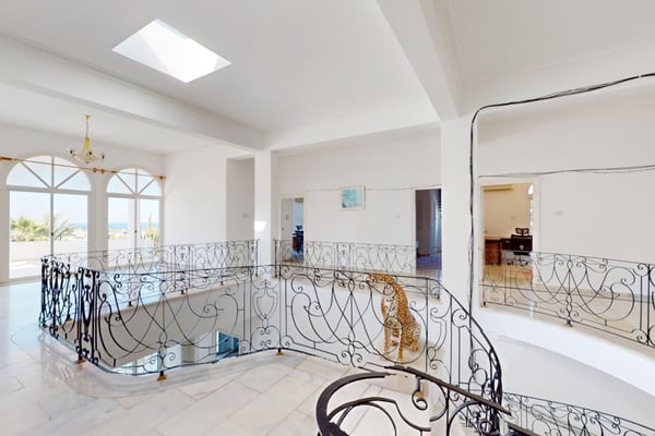 A stylish and airy dining room, where modern design meets classic Mediterranean elegance in the heart of North Cyprus.