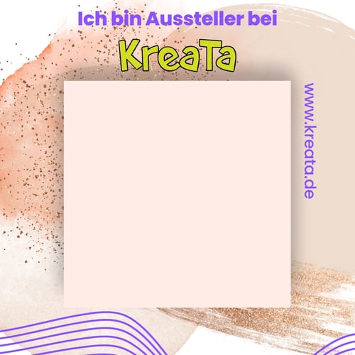 Vorlage für einen Beitrag auf Instagram: Aussteller auf der KreaTa mit Platzhalter für ein eigenes Bild