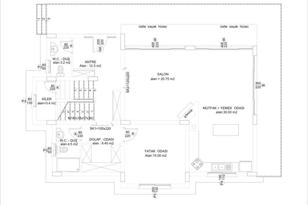 Alternative villa layout plan highlighting customizable room and bathroom configurations.