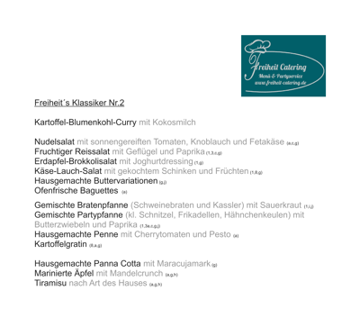 Bewährte Menüauswahl mit regionalen und klassischen Speisen