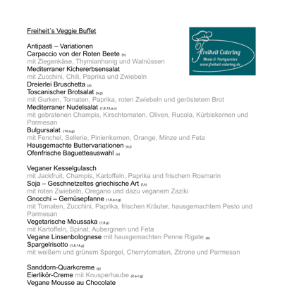 Vegetarisches Catering-Menü mit frischen, kreativen Zutaten