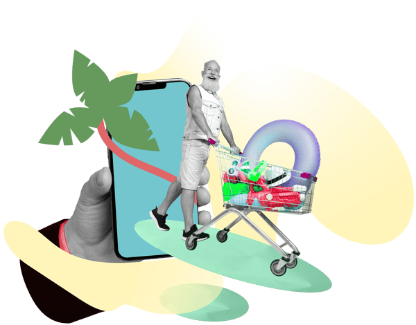 Illustration of a retiree arriving in North Cyprus with a short-term residence permit, highlighting essential requirements such as a valid passport, proof of accommodation, and financial means for a smooth transition.