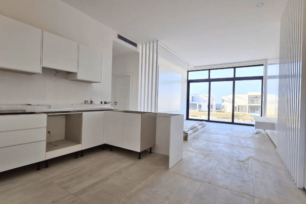 Open-plan kitchen view merging into living space, ideal for social gatherings and stylish everyday living.