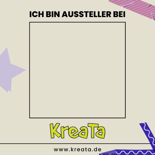 Vorlage für einen Beitrag auf Instagram: Aussteller auf der KreaTa mit Platzhalter für ein eigenes Bild