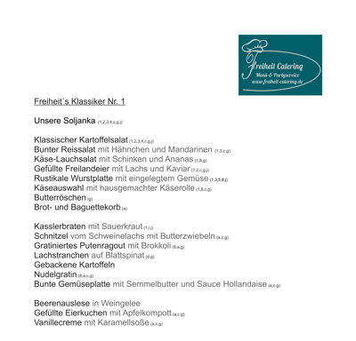 Beliebte Catering-Klassiker mit ausgewählten traditionellen Gerichten