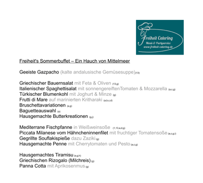 Sommerliches Catering-Angebot mit leichten Speisen und frischen Aromen