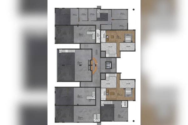 2D floor plan showcasing room layouts, measurements, and open-concept design elements for a multi-level home.
