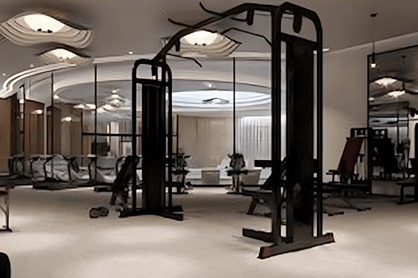 Dedicated weight training zone with premium resistance machines and ample space for personal fitness routines.