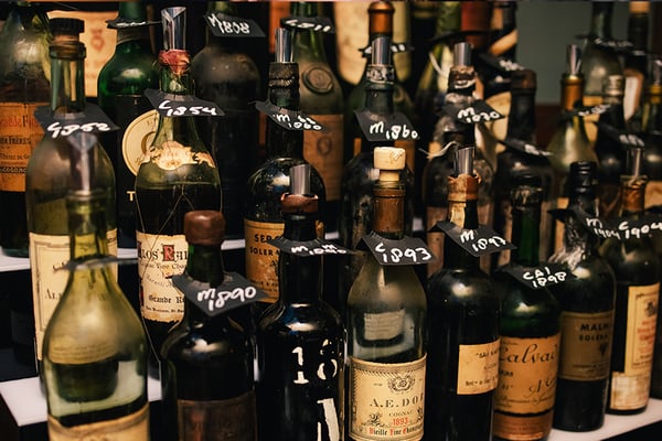 A selection of antique wines and spirits