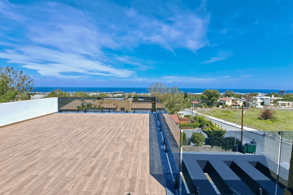 Expansive rooftop deck with built-in grill, ideal for sunbathing and gatherings.