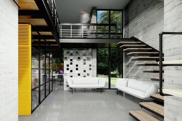 Sophisticated dining space with a rectangular wooden table, upholstered chairs, and a striking pendant light overhead, exuding contemporary luxury.