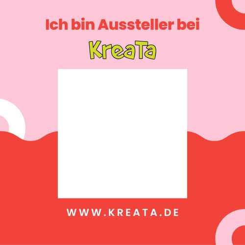 Vorlage für einen Beitrag auf Instagram: Aussteller auf der KreaTa mit Platzhalter für ein eigenes Bild