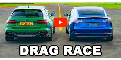 Audi RS6 ile Tesla Model 3 Perfomence Yarışını Kim Kazanır