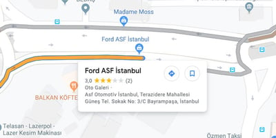 ASF-Terazidere Oto İstanbul-Güngören-Ford Yetkili Servis İletişim