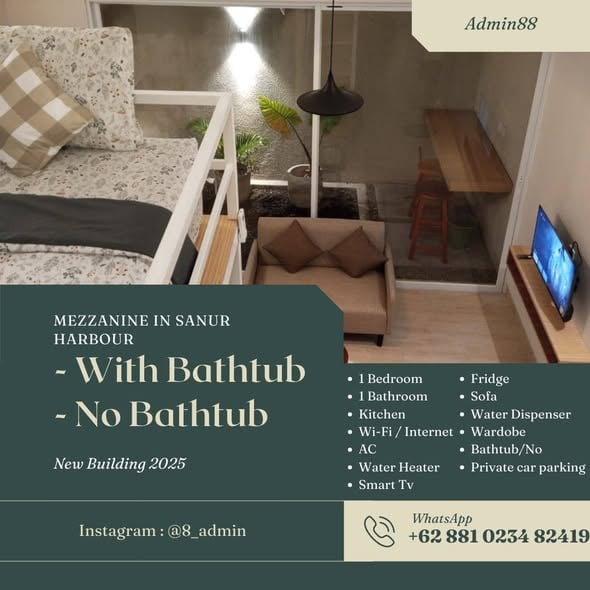 1BR Mezzanine – Sanur Harbour – Outdoor Bathtub