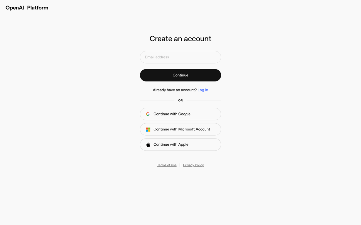 Creating an account on OpenAI